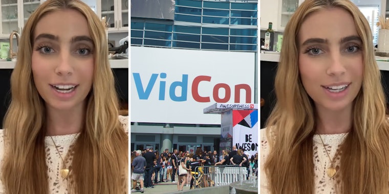 Woman talking(l+r), VidCon(c)